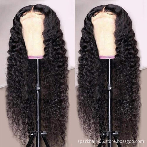 13*4 Water Wave Glueless Swiss Lace Frontal Wigs Raw Indian Human Hair Lace Wigs Virgin Cuticle Aligned Body Wave Lace Front Wig